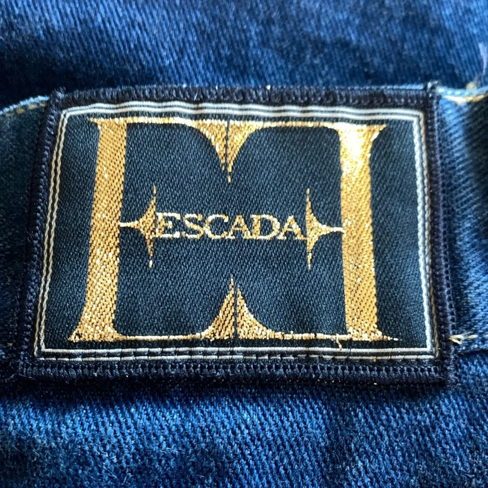 ESCADA jeans, 4 embroidered gold elephants on pockets, blue denim. 40 - Picture 12 of 17